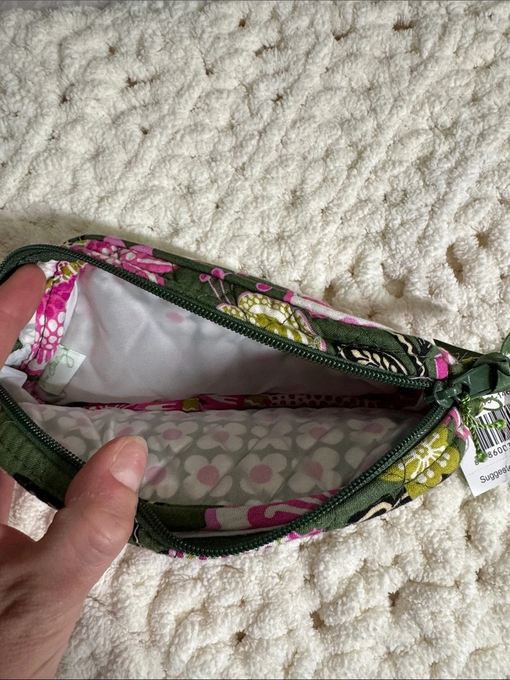 Vera Bradley Pink and Olive Floral Quilted Wristlet Pouch